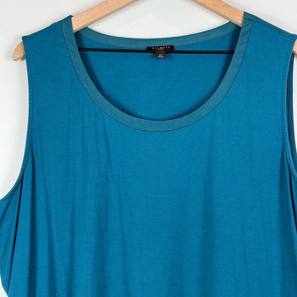 Talbots Top Women's 2X Plus Turquoise Teal Blue Stretch Sleeveless Tank Blouse - Picture 2 of 7